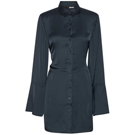 Rotate Satin Tie Shirt Dress, Sky Captain